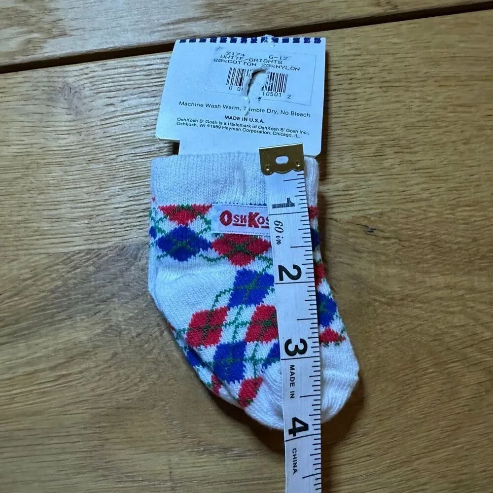 OshKosh B’Gosh Baby Booties Socks | Size 6–12 Months | Vintage Plaid | NWT